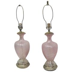 Pair of Vintage Murano Art Glass Lamps