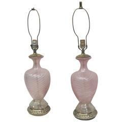Pair of Vintage Murano Art Glass Lamps