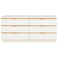 Lane Cream and Wood Lacquered Dresser, circa 1970s