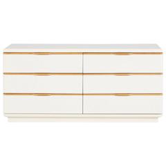 Lane Cream and Wood Lacquered Dresser, circa 1970s