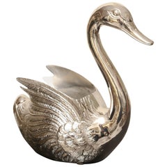 Large Silver Plated Swan Wine Cooler