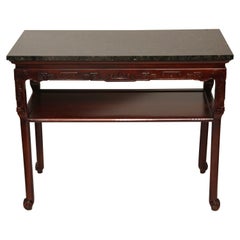 Vintage Chinoiserie Style Console with Dark Green Marble Top
