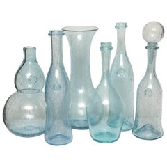Assortment of Six French Biot HandBlown Glass Bottles