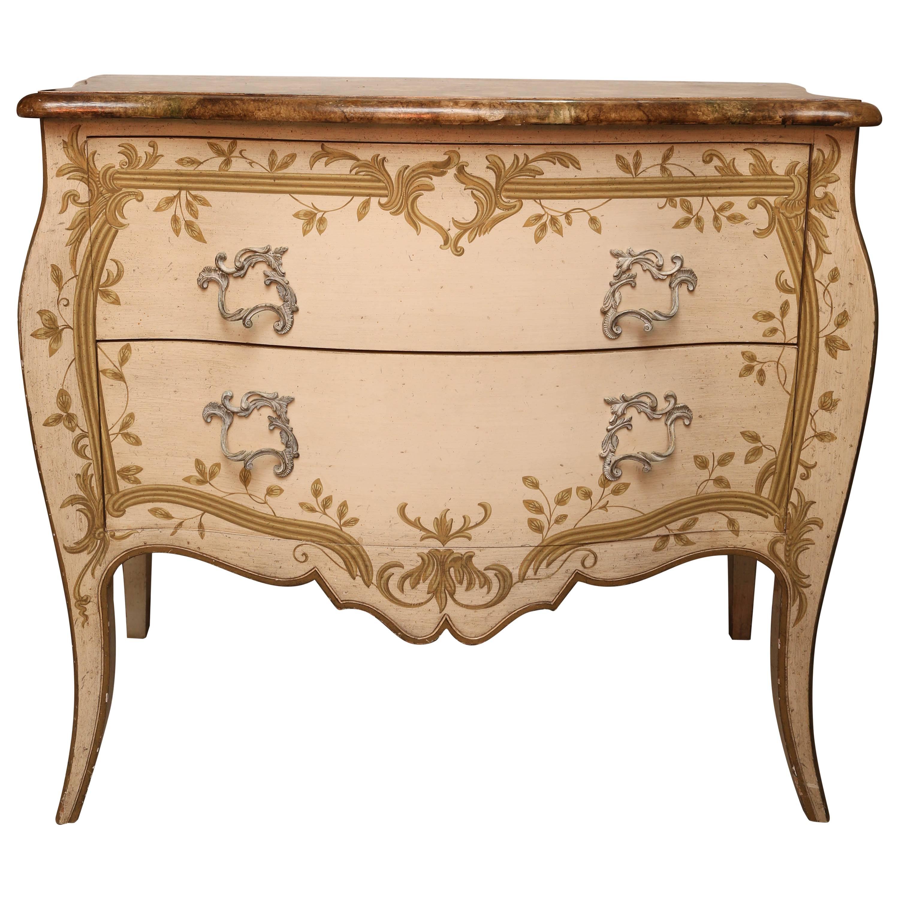 Louis XV Style Painted Commode by Baker For Sale