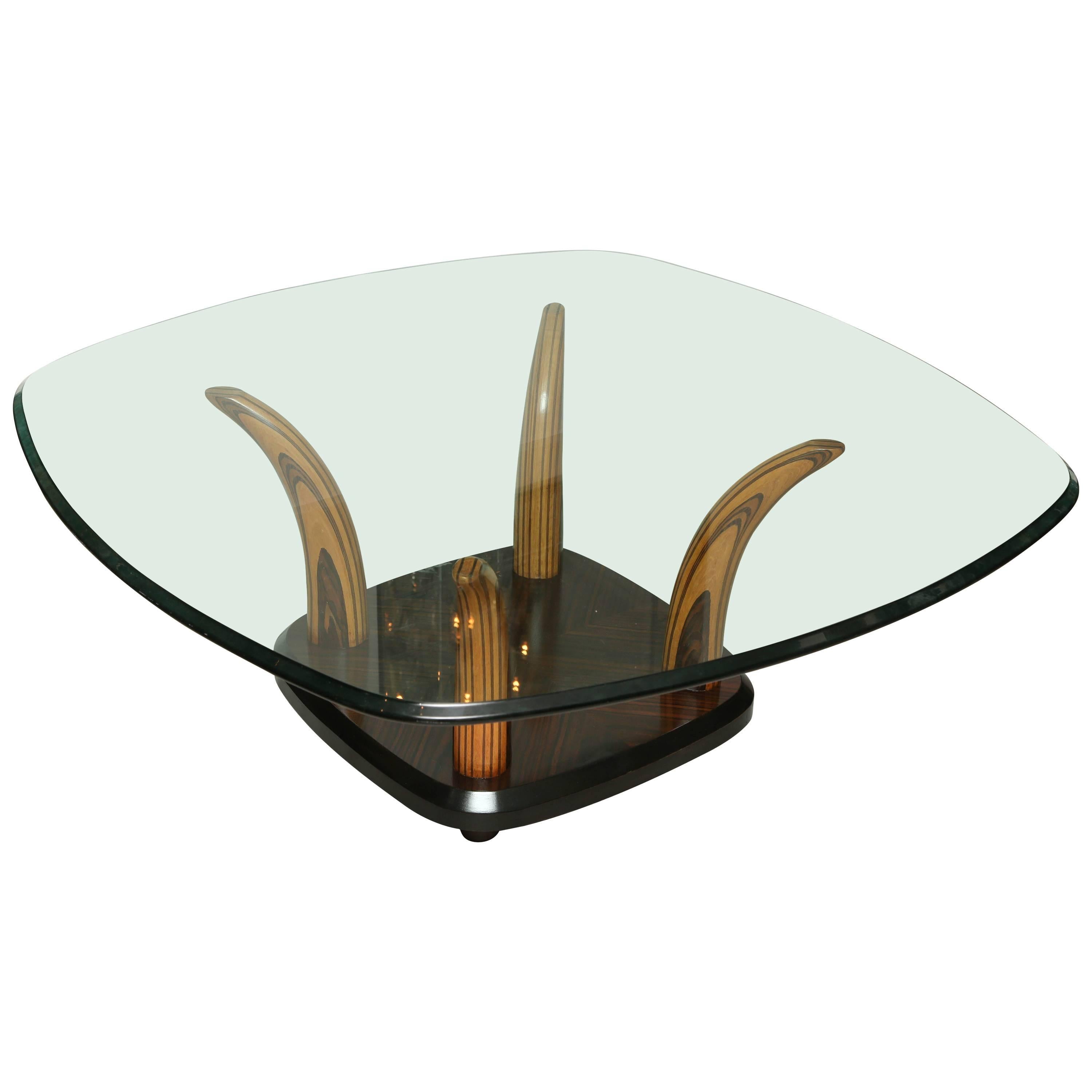 Tiger Wood Horn Cocktail Table