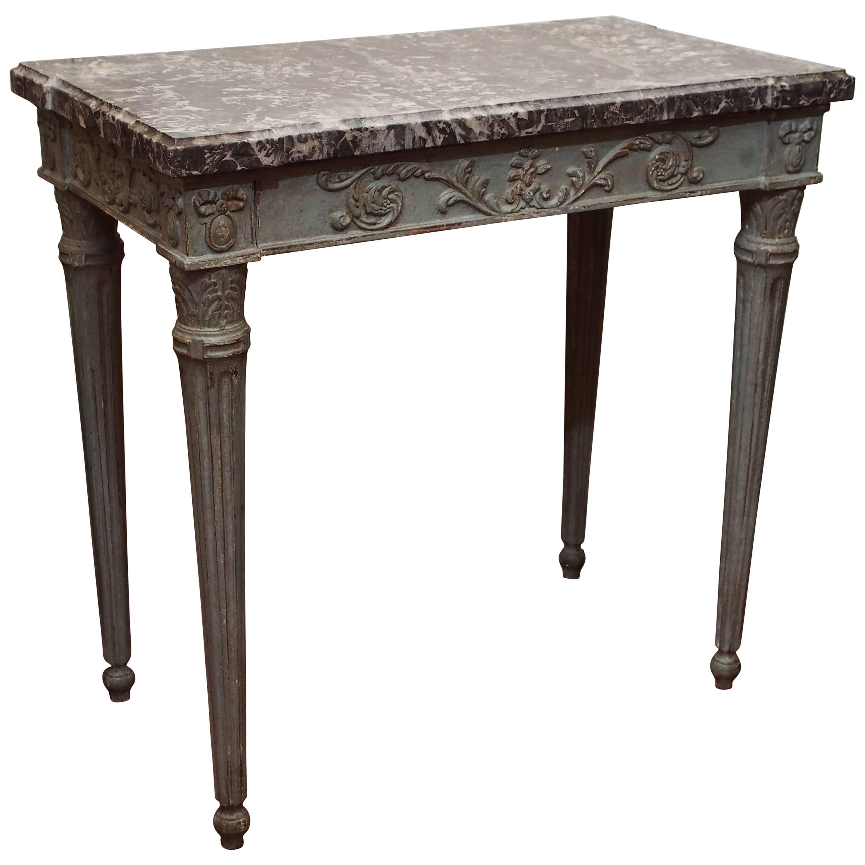 French Louis XVI Table with Marble Top For Sale