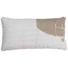 African Embroidery Pillow, Ivory and Beige