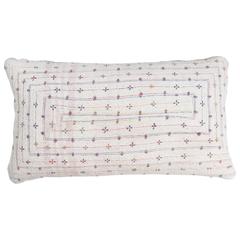 Bengali Kantha Quilt Pillow Ivory and Pale Colors