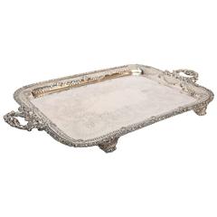 Antique Quintessential Silvered Butler's Tray
