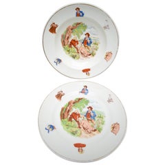 Used 19th Century English Transferware Childs Plate and Bowl Set