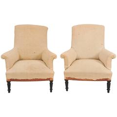 Pair of Large Napoleon III French Library Armchairs