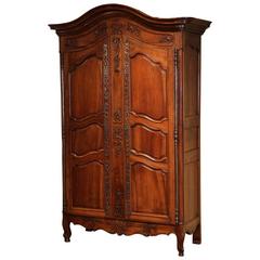18th Century French Louis XV Carved Armoire from Provence