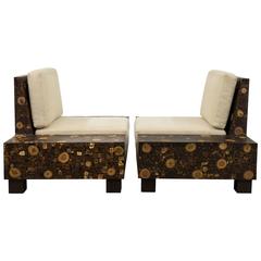 Pair of 1970s French Palmwood Marquetry Chairs 8
