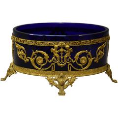 Fine Quality 19th Century Blue Glass and Gilt Metal Classical Style Centrepiece 10