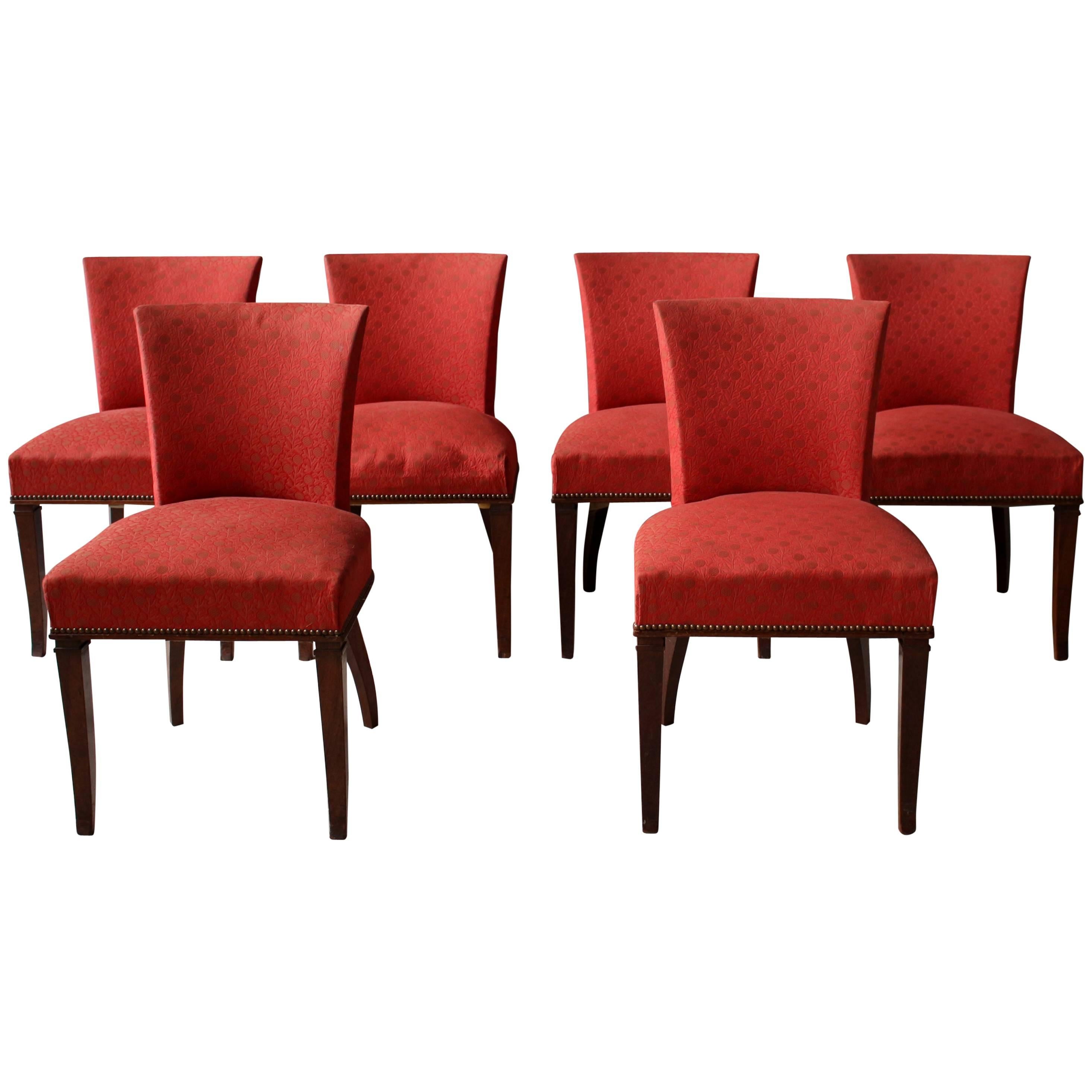 A Set of 6 Fine French Art Deco Rosewood Dining Chairs