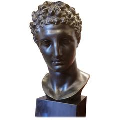 Bronze Sculpture of Head of Hermès After the Antique, France, 20th Century