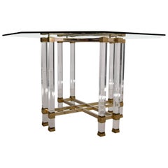 Pierre Vandel Lucite and Brass Hollywood Regency Dining Table