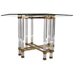 Pierre Vandel Lucite and Brass 1970s Dining Table 7