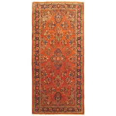 Vintage Persian Sarouk Oriental Rug, Small Runner Size, with Traditional Colors