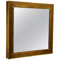 Wall Mirror with Thick Brass Frame, Italy, 1950s 7