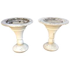 Pair of Statuesque French Cast Stone Trumpet Planters 9