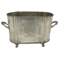 Vintage Pewter Silver Wine Caddy with Engraved Crest