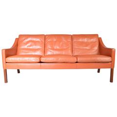 Børge Mogensen for Fredericia Danish Modern Sofa Model 2209 1978 Cognac Leather