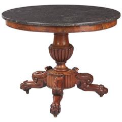 French Napoleon III Marble Top Pedestal Table, 1870s