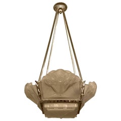 French Art Deco Geometric Chandelier Signed by Muller Frères