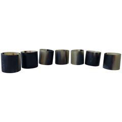 Vintage 1980s Modern Bone Napkin Rings, Set of Seven