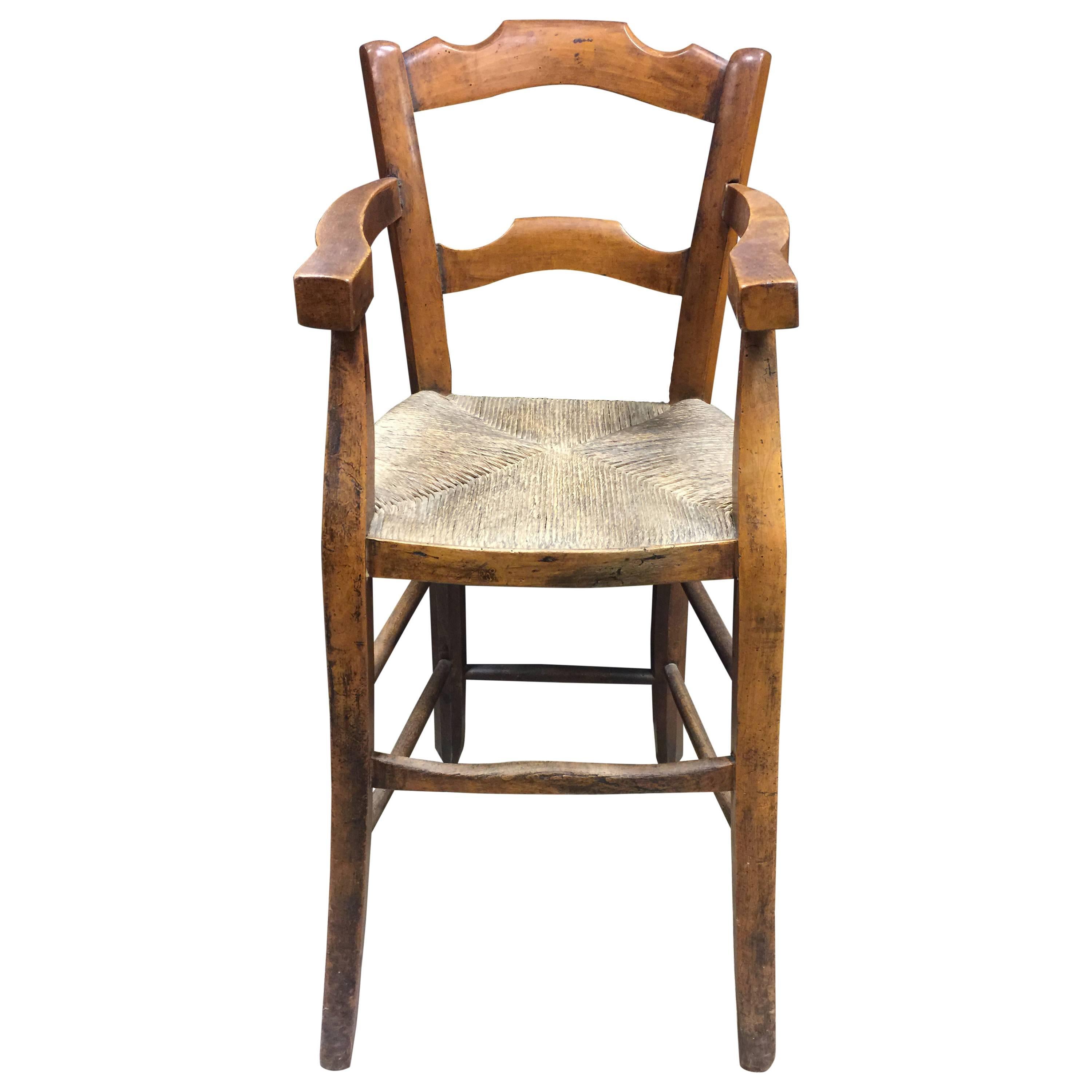 Childs Highchair 19th Century French Fruitwood
