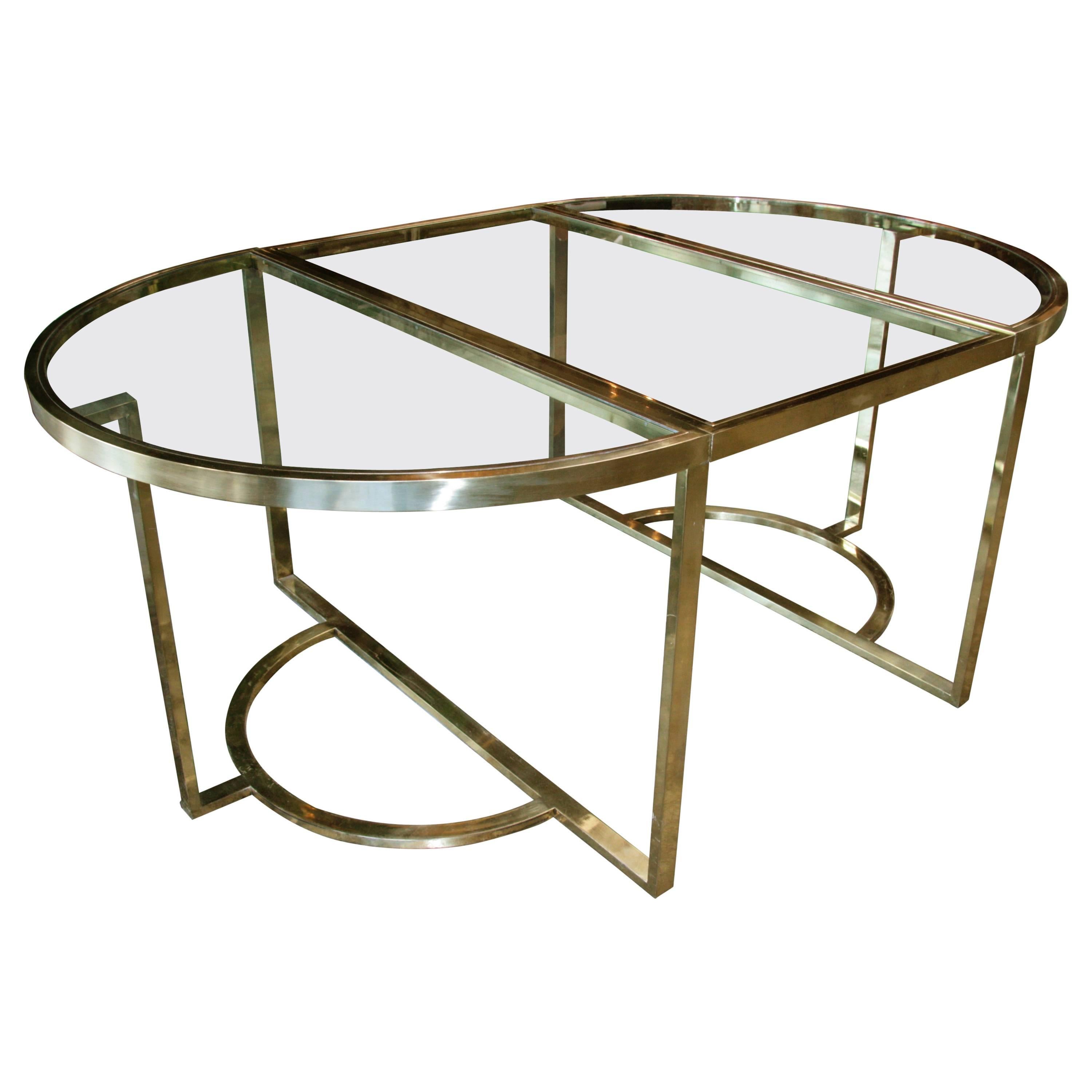 Versatile Brass Oval or Round Table by Romeo Rega, 1970