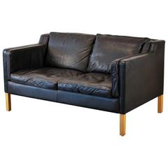 Vintage Danish Black Leather Sofa Vintage Danish Black Leather Sofa