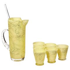 Mid-20th Century Yellow and Gold String Cocktail Set 12