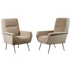 Pair of Angular Italian Lounge Chairs