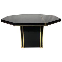 Lacquer and Brass Extendable Dining Table by Jean-Claude Mahey