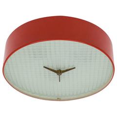 Red Stilnovo Flush Mount with Textured Glass, circa 1960