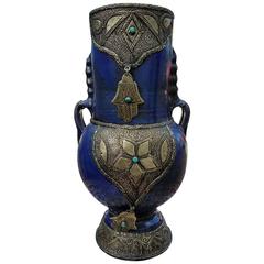 Cobalt Blue Moroccan Khamsa Vase
