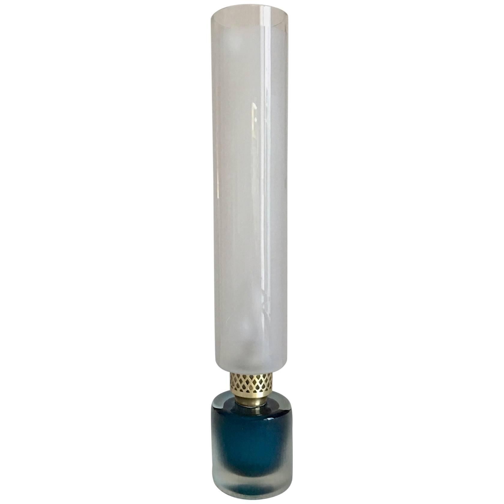 Cobalt Blue Venini Inciso Table Lamp For Sale