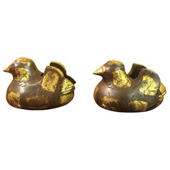 Meiji Bronze Duck Screen Weights