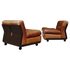 Pair of Leather "Amanta" Lounge Chairs by Mario Bellini