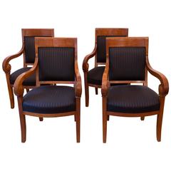 Set of Four Biedermeier Cherrywood Arm Chairs, Germany, 1830s Free Shipping