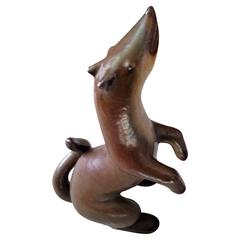 Retro Unusual Modernist Italian Pottery Weasel Sculpture