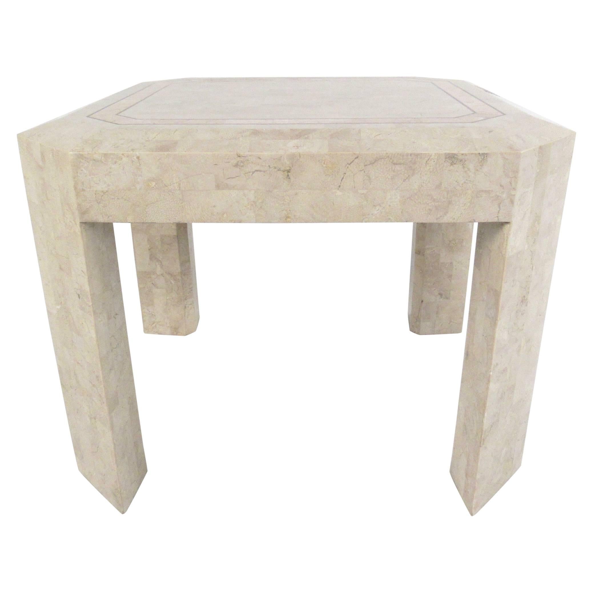 Tessellated Stone End Table after Maitland Smith For Sale