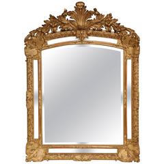 Antique 18th Century Louis XV Carved Gold Leaf Mirror from Provence