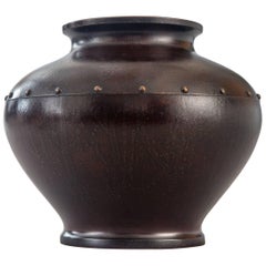 Antique Japanese Bronze Vase Decorated with a Ring of Studs