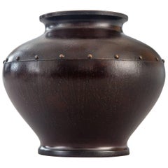 Japanese Bronze Vase Decorated with a Ring of Studs 