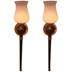 Pair of Torchiere Wall Sconces by Maison Jansen