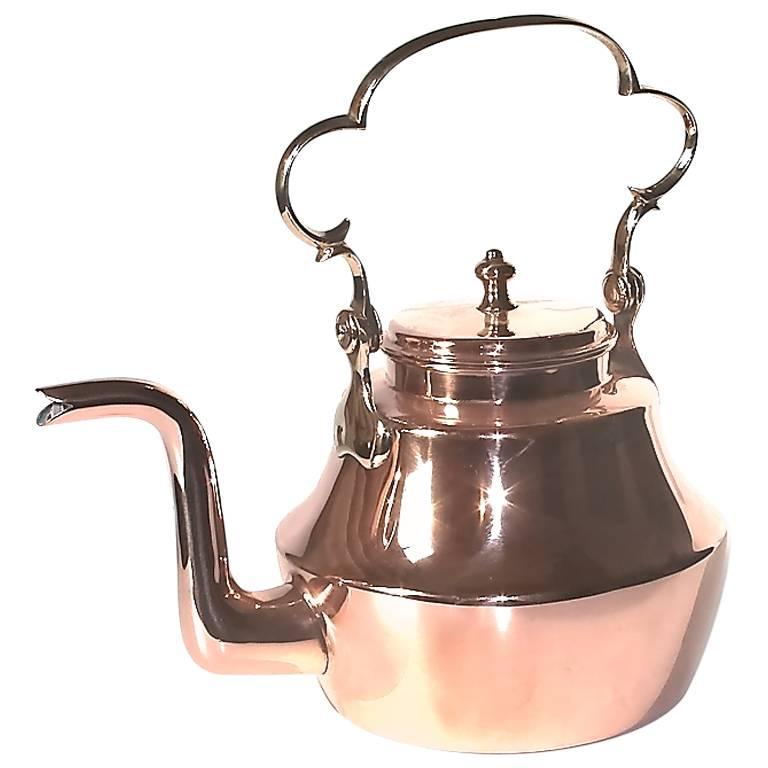 English Early Swing Handled Copper Kettle For Sale