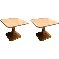 Pair of Gilt Wood and Marble Top Side Tables